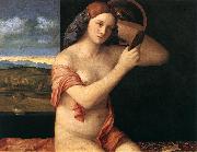 BELLINI, Giovanni Naked Young Woman in Front of the Mirror  dtdhg Spain oil painting reproduction